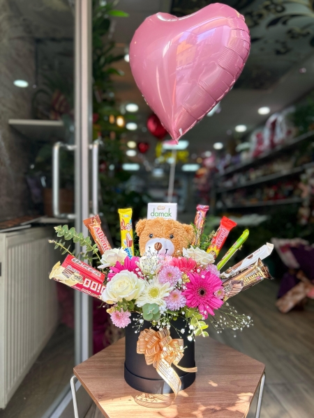 Ayıcık Ucan Balon Çikolata Aranjman