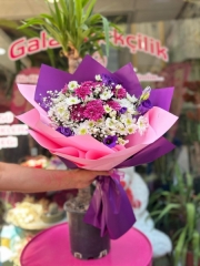 Mor pembe Kasımpatı Buketi
